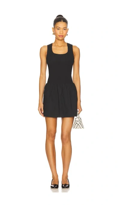 Onia Poplin Smocked Mini Dress In Black