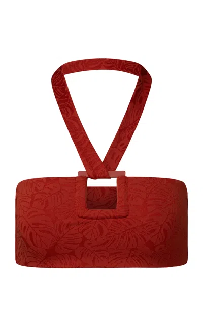 Onia Poppy Bikini Top In Dark Red