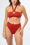 Onia Poppy Halter Bikini Top In Dark Red, Women's At Urban Outfitters