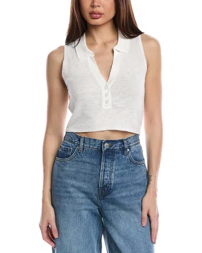 Onia Rib Linen-blend Polo Tank In White