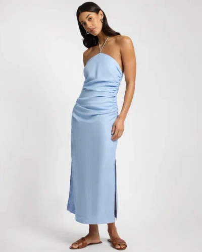 Onia Ruched Halter Dress In Blue
