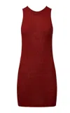 Onia Scoop-back Linen-cotton Knit Mini Dress In Red