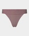 Onia Seersucker Stripe Karina Bikini Bottoms In Pomegranate/wht