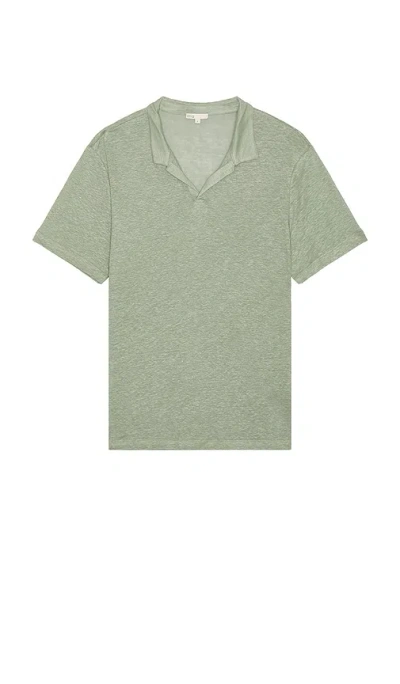 Onia Shaun Linen Polo In Green