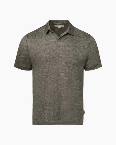 Onia Shaun Linen Polo In Heather Grey