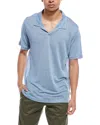 Onia Shaun Linen Polo Shirt In Blue
