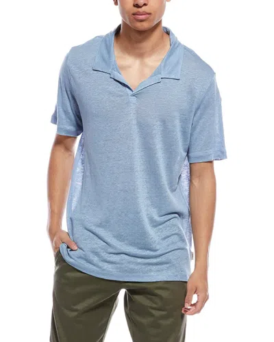 Onia Shaun Linen Polo Shirt In Blue