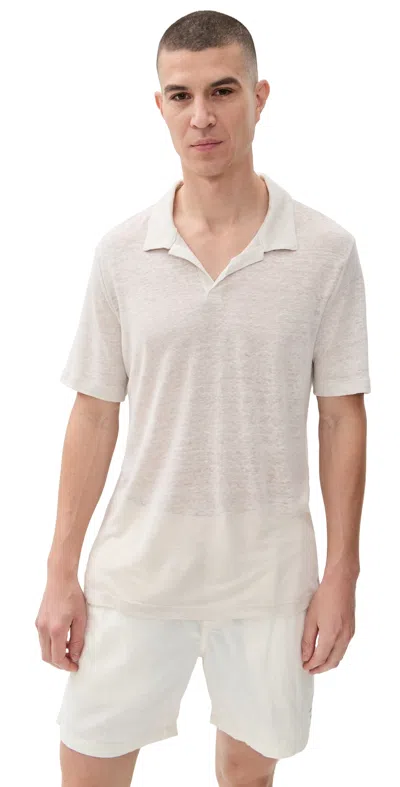 Onia Shaun Linen Polo Stone In Neutral