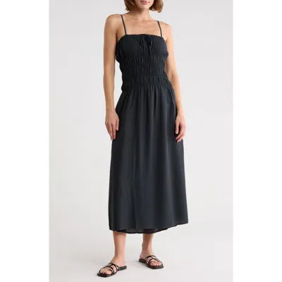 Onia Shirred Midi Dress In Black