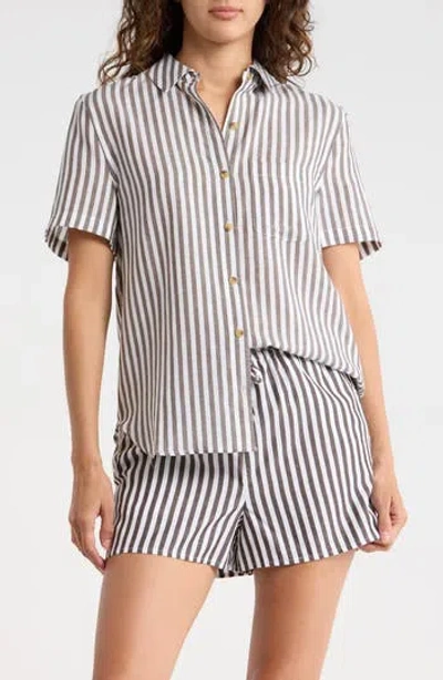 Onia Short Sleeve Button-up Cover-up Shirt In Multi
