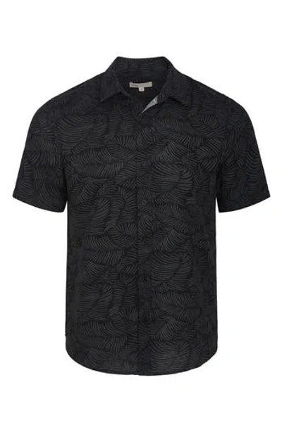 Onia Short Sleeve Linen Blend Button-up Shirt In Black