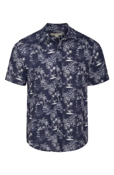 Onia Short Sleeve Linen Blend Button-up Shirt In Blue