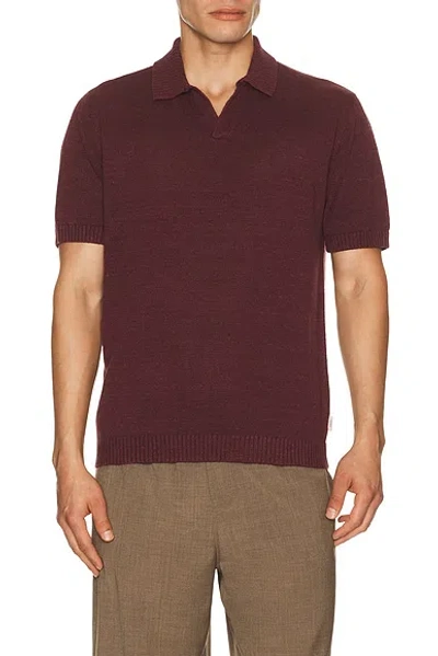 Onia Silk Linen Johnny Polo In Burgundy