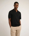 Onia Silk Ribbed Knit Polo In Black