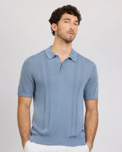 Onia Silk Ribbed Knit Polo In Blue