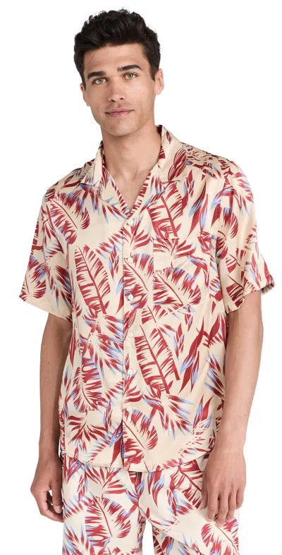 Onia Silk Vacation Shirt Tan Multi