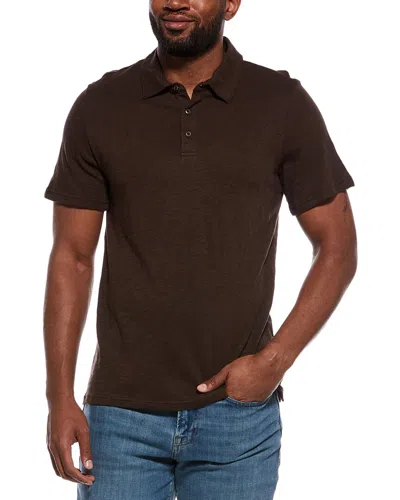 Onia Slub Short Sleeve Polo Shirt In Brown