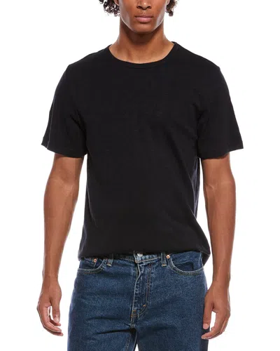Onia Stretch Linen-blend Crewneck T-shirt In Black