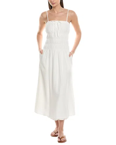 Onia Smocked Linen-blend Midi Dress In White