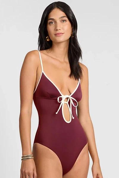 Onia Soleil One Piece Swimsuit In Dark Cherry/egret, Women's At Urban Outfitters In Burgundy