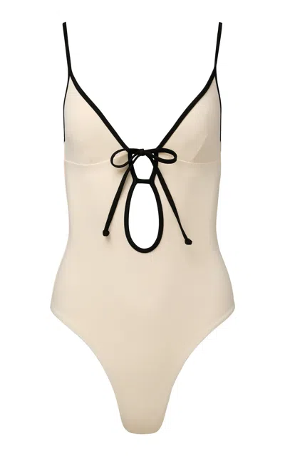 Onia Soleil One Piece Swimsuit In Egret/black