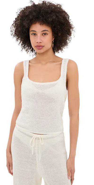 Onia Square Neck Knit Tank Egret In White