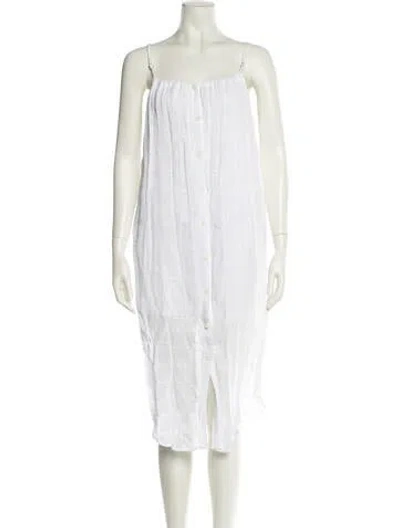 Pre-owned Onia Square Neckline Midi Length Dress In White
