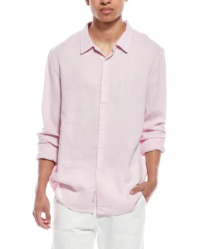 Onia Standard Linen-blend Shirt In Purple