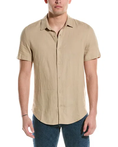 Onia Standard Linen-blend Shirt In Beige