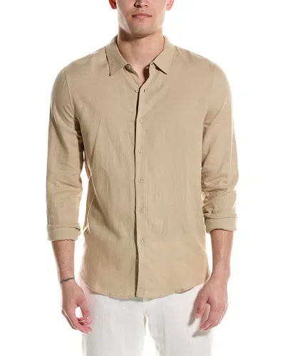 Onia Standard Linen-blend Shirt In Beige