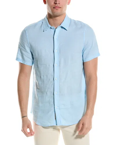 Onia Standard Linen-blend Shirt In Blue