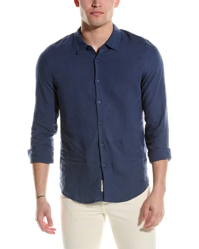 Onia Standard Linen-blend Shirt In Blue