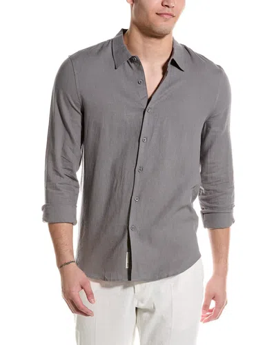 Onia Standard Linen-blend Shirt In Grey