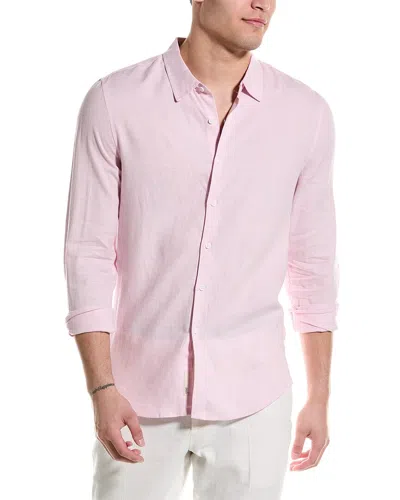 Onia Standard Linen-blend Shirt In Pink