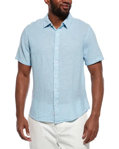 Onia Standard Linen-blend Shirt In Blue