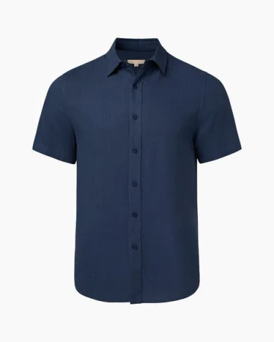 Onia Standard Short Sleeve Linen Shirt In Blue