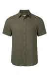 Onia Standard Short Sleeve Linen Shirt In Green