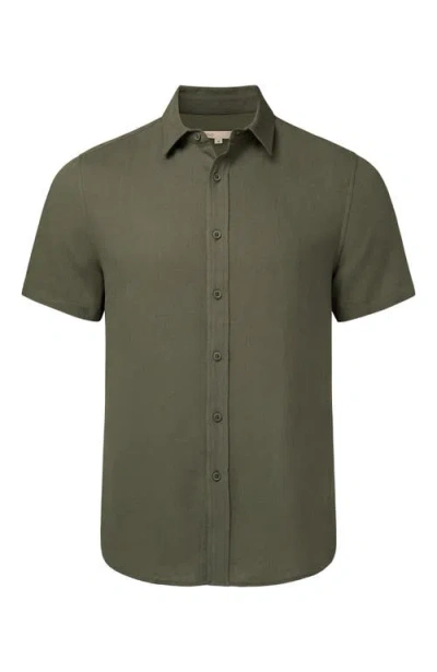 Onia Standard Short Sleeve Linen Shirt In Green