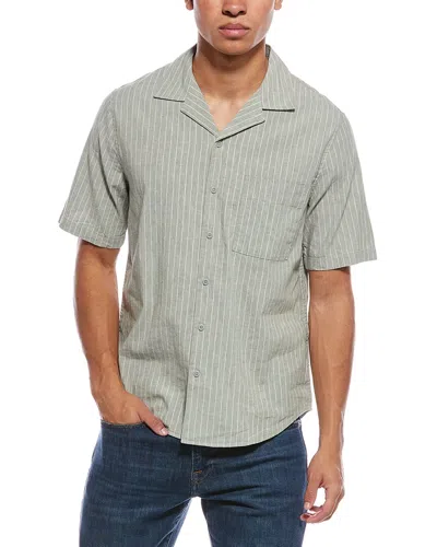 Onia Stretch Linen-blend Vacation Shirt In Green