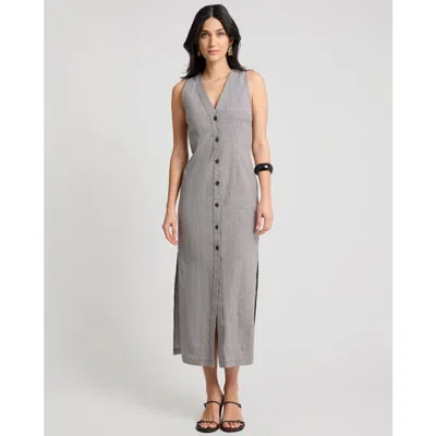 Onia Stretch Linen Button Down Maxi Dress In Gray