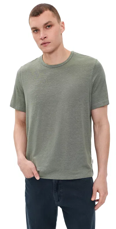 Onia Stretch Linen Crew Neck Tee Agave In Green