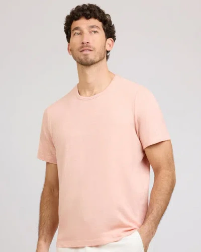 Onia Stretch Linen Crewneck Short Sleeve Tee In Pink
