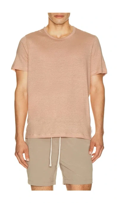Onia Stretch Linen Crewneck Tee Shirt In Neutral