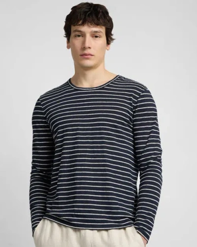 Onia Stretch Linen Jersey Long Sleeve Tee In Multi