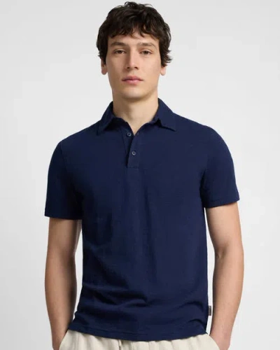 Onia Stretch Linen Jersey Short Sleeve Polo In Blue