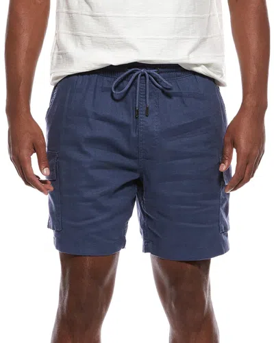 Onia Stretch Linen-blend Cargo Short In Blue