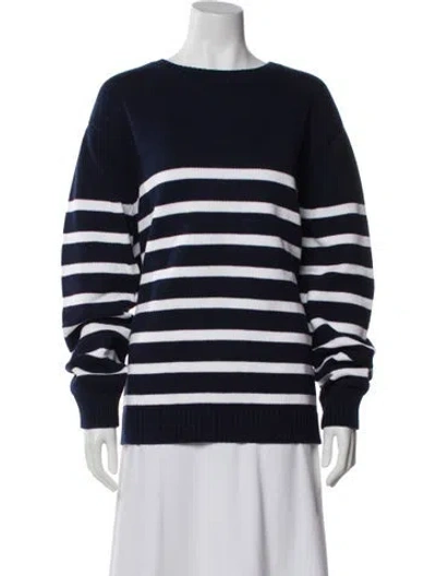 Pre-owned Onia Striped Bateau Neckline Sweater In Blue