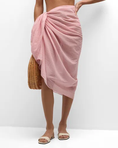Onia Striped Chiffon Pareo Coverup In Pink