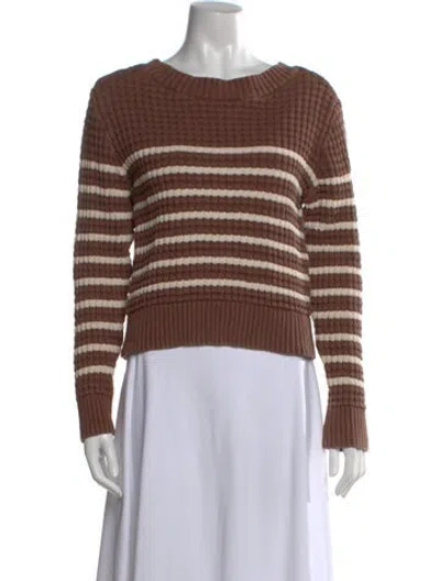 Pre-owned Onia Striped Crew Neck Sweater In Brown