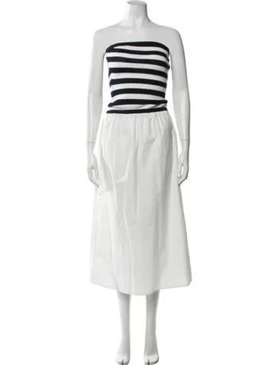 Pre-owned Onia Striped Long Dress In White